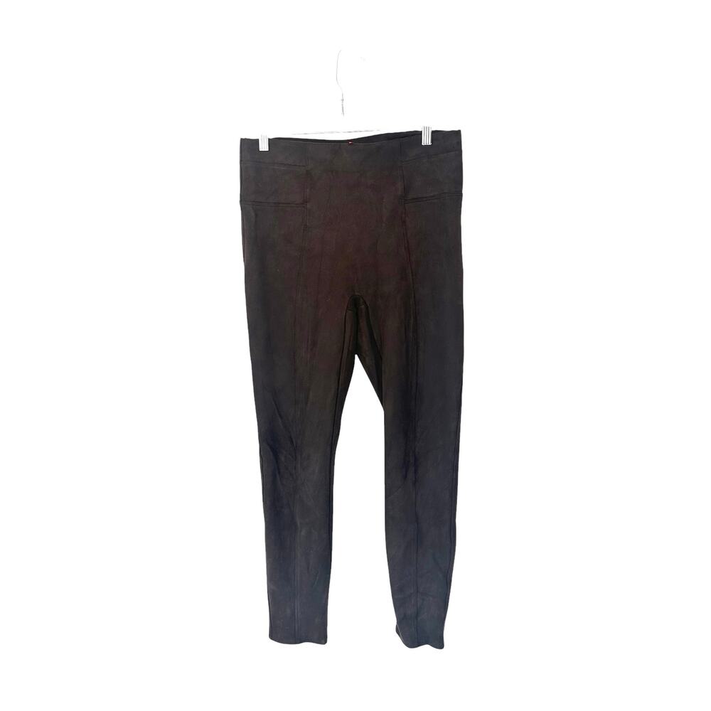 Spanx Chocolate Brown Pull On Stretch Slimming Comfy Faux Suede Leggings Large‎